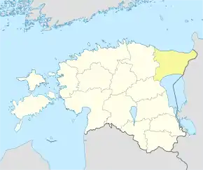 Harta regiunii Ida-Viru în cadrul Estoniei