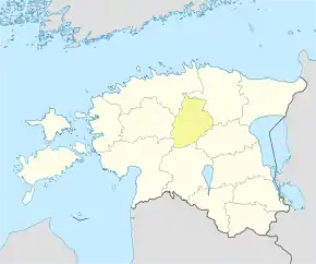 Harta regiunii Järva în cadrul Estoniei