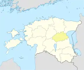 Harta regiunii Jõgeva în cadrul Estoniei
