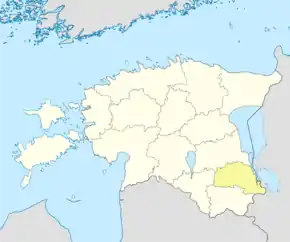 Harta regiunii Põlva în cadrul Estoniei