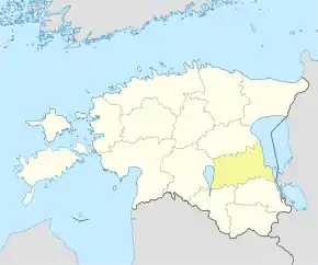 Harta regiunii Tartu în cadrul Estoniei