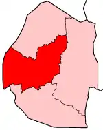 Harta districtului Manzini în cadrul statului Eswatini