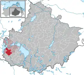 Poziția  Fünfseen pe harta districtului Mecklenburgische Seenplatte