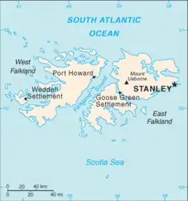 Poziția localității Stanley