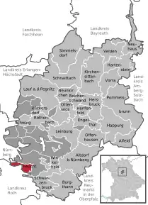 Poziția  Feucht pe harta districtului Nürnberger Land