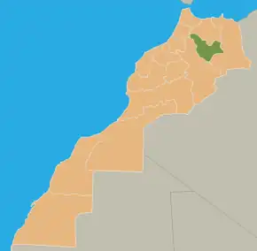 Harta regiunii Fès-Boulemane în cadrul Marocului