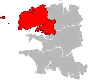 Arondismentul Brest în cadrul departamentului Finistère