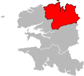 Arondismentul Morlaix în cadrul departamentului Finistère