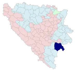 Poziția localității Foča