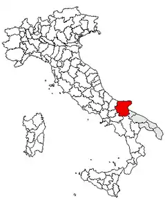 Poziția regiunii Provincia di Foggia