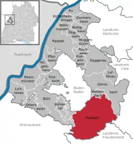 Poziția  Forbach pe harta districtului Rastatt