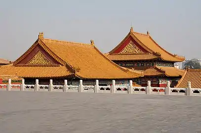 Acoperișuri galbene din Orașul Interzis, care erau limitate la clădirile imperiale.