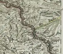 Fragment din Carte de Pologne de Rizzi-Zannoni (1667), pe care figurează localitatea