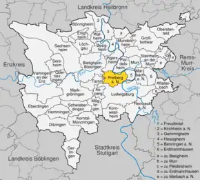 Poziția localității Freiberg am Neckar