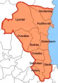 Diviziunile administrative ale regiunii Gävleborg