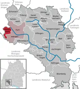 Poziția  Gütenbach pe harta districtului Schwarzwald-Baar-Kreis