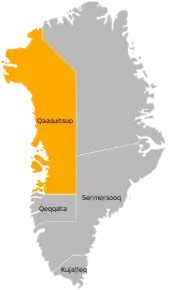 Harta municipalității Qaasuitsup în cadrul Groenlandei