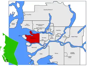 Poziția localității Vancouver