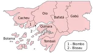 Harta regiunilor Guineei-Bissau