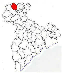 Amplasarea în cadrul județului