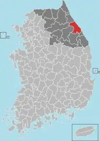 Poziția localității Gangneung