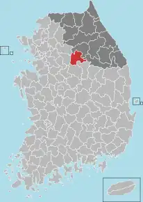 Poziția localității Wonju