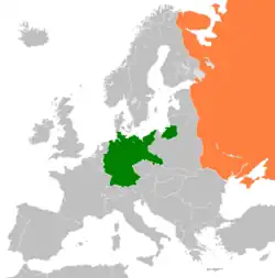 Map indicating locations of Germany and Soviet Union