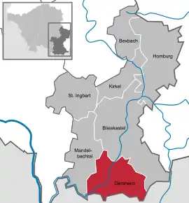 Poziția  Gersheim pe harta districtului Saarpfalz-Kreis