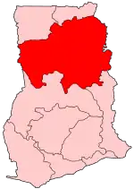 Harta regiunii de Nord în cadrul Ghanei