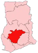 Localizarea regiunii Ashanti în cadrul Ghanei