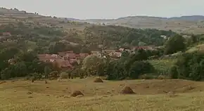Imagine panoramică a satului așa cum se vede din dealul cimitirului