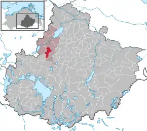 Poziția  Gielow pe harta districtului Mecklenburgische Seenplatte