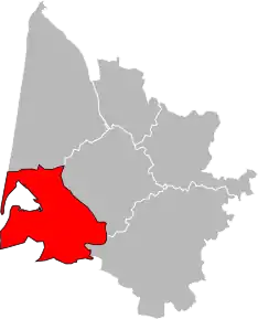 Arondismentul Arcachon în cadrul departamentului Gironde