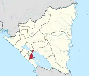 Harta departamentului Jinotega în cadrul  statului Nicaragua