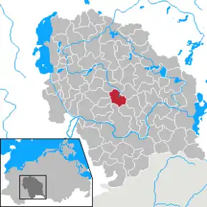 Poziția  Grebbin pe harta districtului Parchim