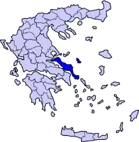 Poziția regiunii Νομός Εύβοιας  Insula Evia