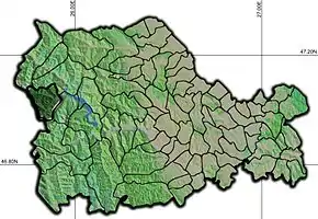 Amplasarea în cadrul județului