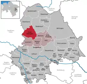 Poziția Groß Oesingen pe harta districtului Gifhorn