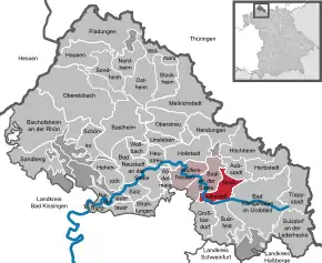 Poziția  Großeibstadt pe harta districtului Rhön-Grabfeld