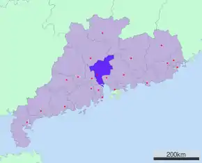 Местоположение в провинции Гуандун