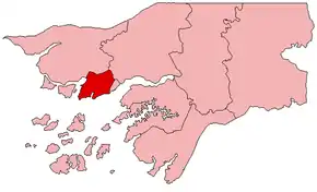 Harta provinciei Biombo în cadrul statului Guineea-Bissau