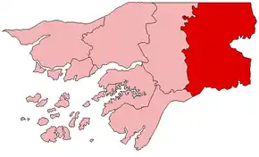 Harta regiunii Gabú în cadrul statului Guineea-Bissau