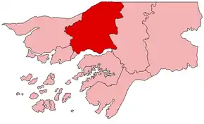 Harta provinciei Oio în cadrul statului Guineea-Bissau