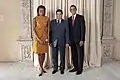 Gurbangulî Berdîmuhamedov împreună cu Barack Obama și Michelle Obama, la 23 septembrie 2009.