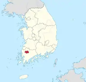 Poziția localității Gwangju