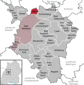 Poziția localității Höfen an der Enz