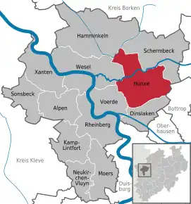 Poziția localității Hünxe