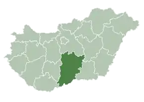Harta județului Bács-Kiskun în cadrul Ungariei