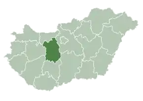 Harta județului Fejér în cadrul Ungariei