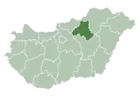 Poziția regiunii Heves megye